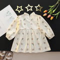 Baby girl spring dress with padded vest detail, patchwork skirt, toddler & little girl printed princess dress, casual long sleeve dress for girls