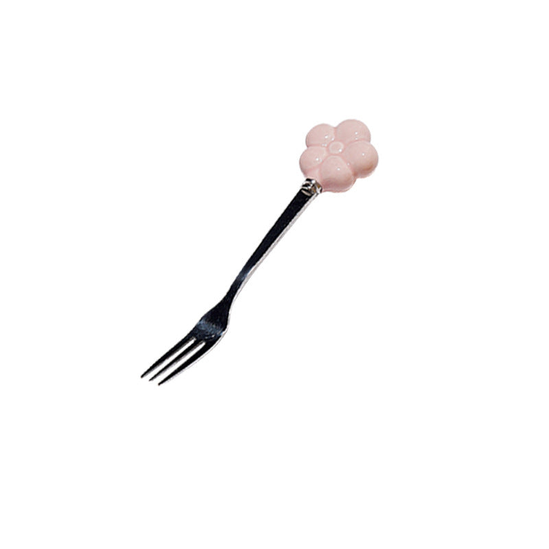 Creative sunflower stainless steel fruit fork desktop decoration ornament ceramic storage jar suit exquisite afternoon tea knife and fork