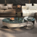 Ready-to-ship natural marble coffee table, italian minimalist luxury oval nesting tables, wholesale high-end coffee table for living room
