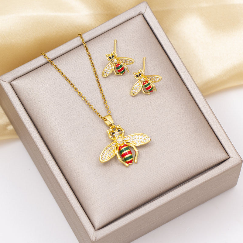 Necklace women's copper long zircon titanium steel electroplated animal pendant accessible luxury stylishclassyniche styleeasiest for match clavicle chain