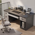 Modern home computer desk with lock, office desk, simple executive desk, office staff desk, student desk, wooden desk