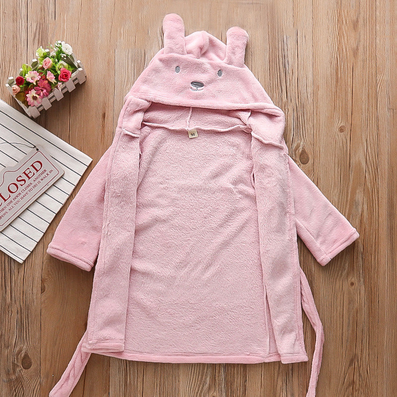 Girls' autumn/winter clothing: cute fleece-lined outerwear for baby girls, princess bathrobes for infants aged 0-3 years