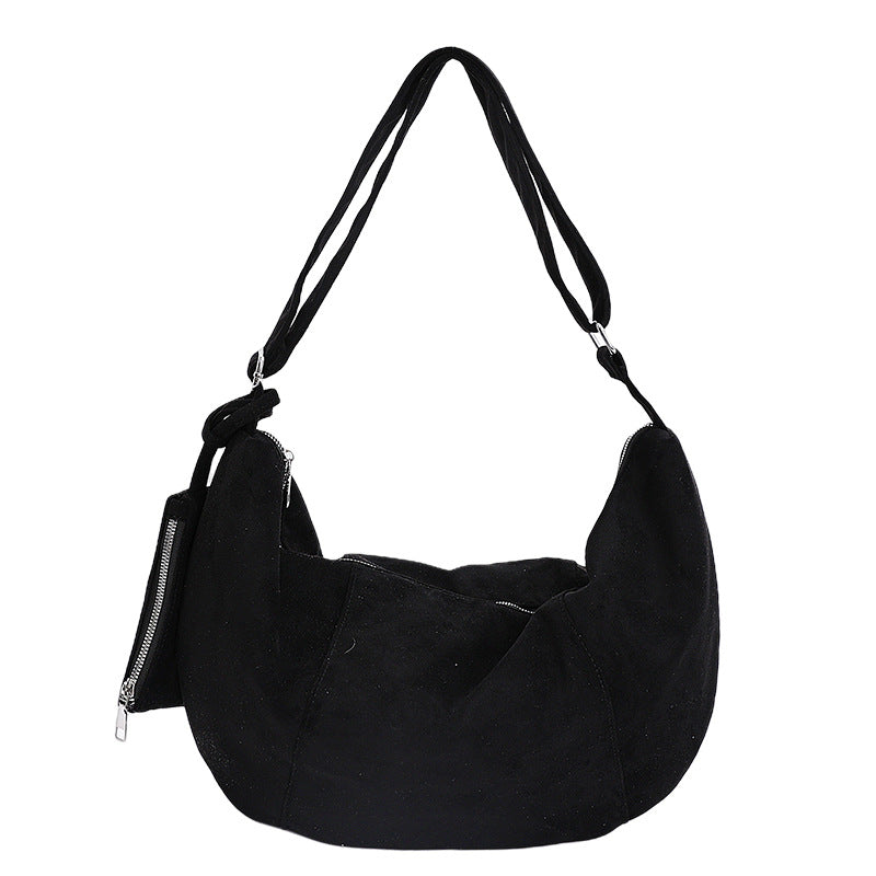 Fall and winterfashionable shoulder bag for women stylisheasiest for match coin small bag large capacity pure color suede tote bag