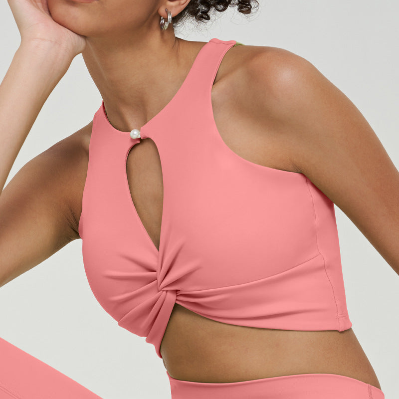 【clearance - no returns or exchanges】knotted design cutout top sports bra - beautiful back tank top for fitness, yoga, and underwear