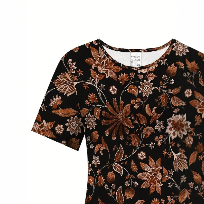 wholesale women's short-sleeved dresses, fashionable women's dresses for spring, summer, and autumn, new cross-border printed designs
