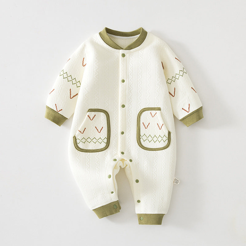 Babylon class a split heattech jumpsuit fall and winter boneless khaki newborn quilted romper kids jumpsuit