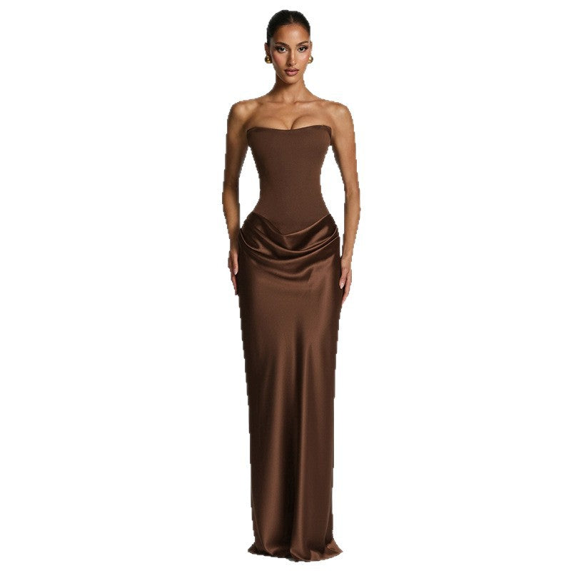Aliexpress women's clothing  spring/summer new arrival: elegant sleeveless bandeau bodycon patchwork mini dress with open back