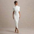 European and american women's clothing  spring new collection: solid color fashion shawl, asymmetrical ruched bodycon mini dress with open back