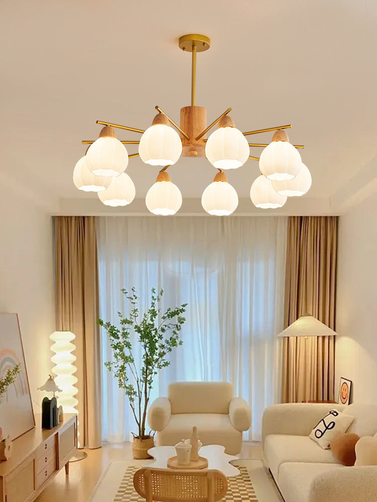 Log living room chandelier dining room light Japanese-style wabi-sabi wind homestay lighting retro wind hotel shop light bedroom lighting