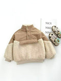 Girls' winter cotton-padded coat: loose-fit, lambswool trim, fleece-lined sweatshirt, unisex thickened warm outerwear