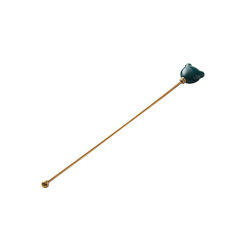 Candy-colored ceramic bear head stirring stick - anti-scald, high-style coffee stirrer & 304 stainless steel wine stirrer