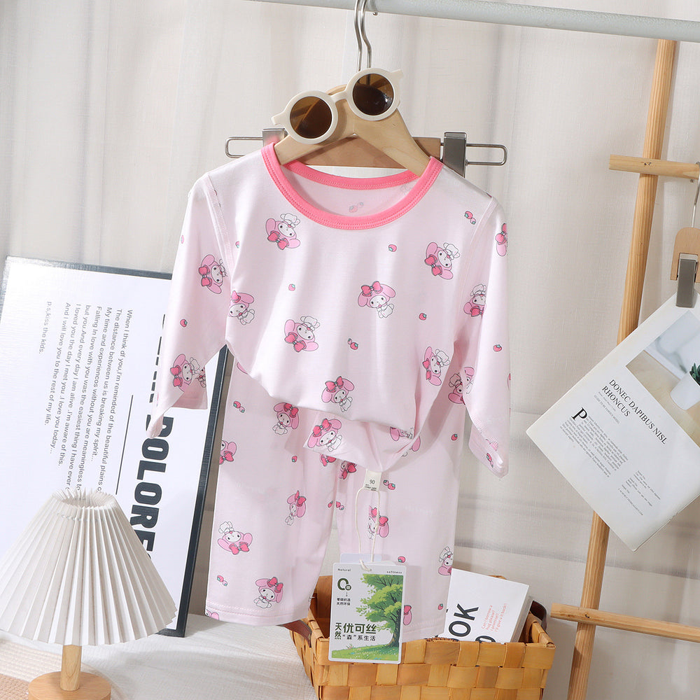 Kids' class a summer loungewear: boys' long-sleeve air conditioning pajamas, girls' modal sleepwear, cute baby clothes