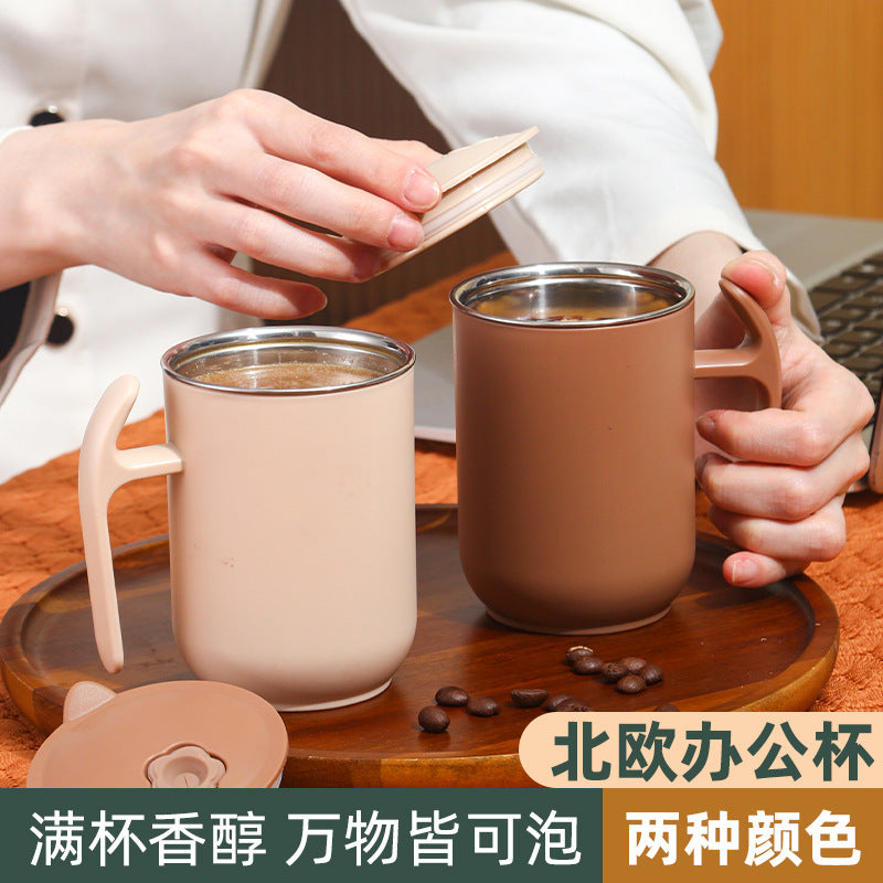304 stainless steel water cup tea cup for home mug student cup with lid milk cup gift logo