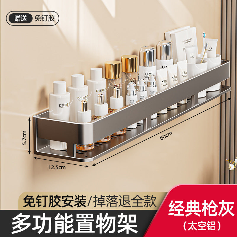 Space Aluminum Cream Wind Toilet Wash Desk Shelf No Punching Toilet Bathroom Toilet Wall Hanging Storage Rack