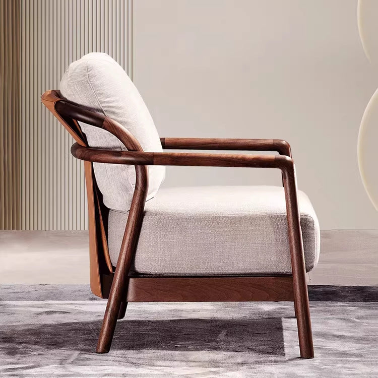 New chinoiserie solid wood sofa chair modern casual single sofa living room balcony casual chair hotel b&b reception chair