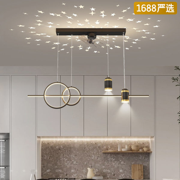 [Strict selection] Chandelier bladeless fan light 2025 new long ceiling fan light modern simple dining room bar lamp