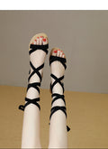 Summer open-toe high-top sandals low heel fashion flat women's sandals plus size criss-cross straps