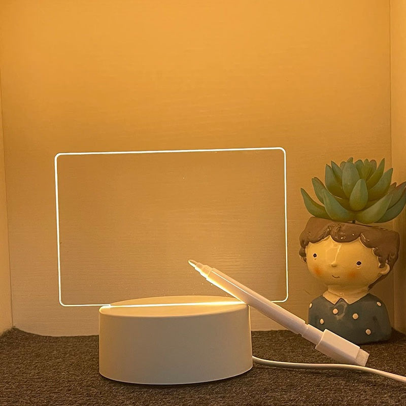 Diy easy-to-carry acrylic mini desk lamp with erasable message board, 3d night light, ambient led lamp, touch control