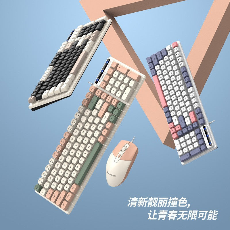 Viper km100 wired keyboard and mouse combo - mechanical feel, color matching, usb, for office, pc, and laptop
