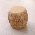 Rattan chinoiserie solid wood straw makeup low drum stool for home living room coffee table shoe changing stool guzheng piano board tall round stool