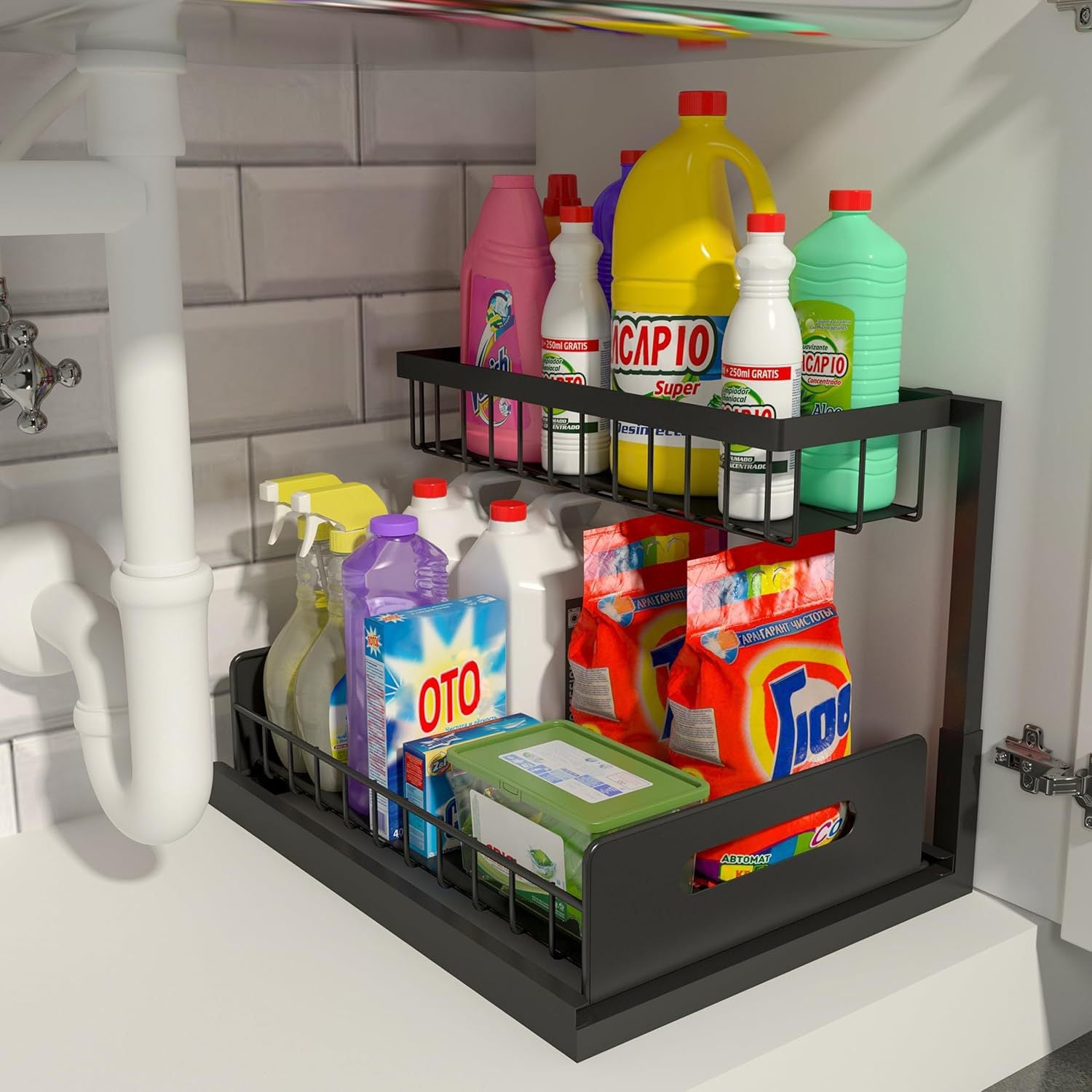 Spot Cross-border Kitchen Storage Shelf Under Sink Storage Pull-out Basket Multifunctional Kitchen Seasoning Rack Storage Rack