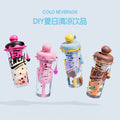 Ins style summer ice cream space water cup large capacity portable strap plastic cup tea water separation tea cup