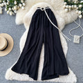 Retrowork clothing style high waistcasualloose pants women's summerlooseslimming lookdrapedtie backcasualpants relaxation