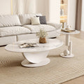 Cream style crescent rock slab coffee table living room for home rental house table classycasual small apartment coffee table combination