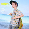 Kids' short-sleeve summer outfit : stylish lightweight summer shirt for boys, baby polo shirt with pony stripes, boys' single top