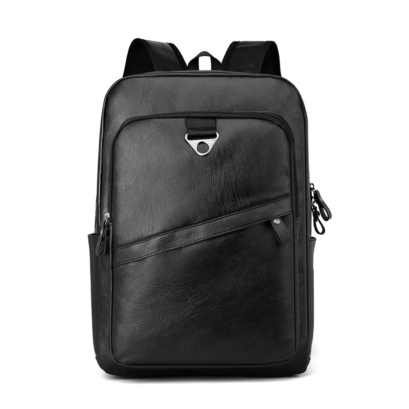 Cross-border wholesale backpack men's simple casual business laptop bag PU leather travel backpack