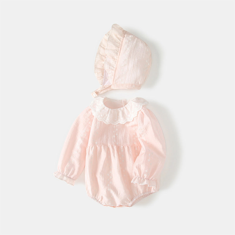 Baby clothes autumn outfit chic lace collar long sleeve romper girl baby full month hundred days princess style bodysuit autumn