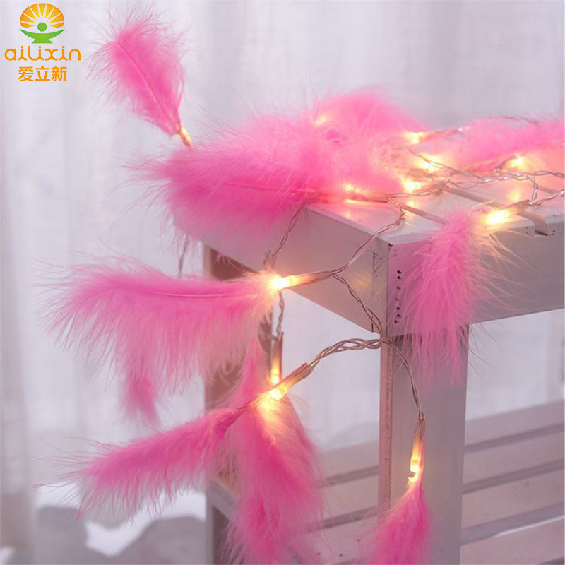 LED feather light string bedroom battery box light string led Christmas wedding home decoration feather light string