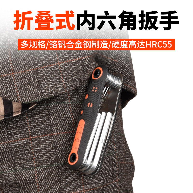 Folding hex key wrench set - metric & imperial, torx screwdriver, universal 6-point hex key wrench