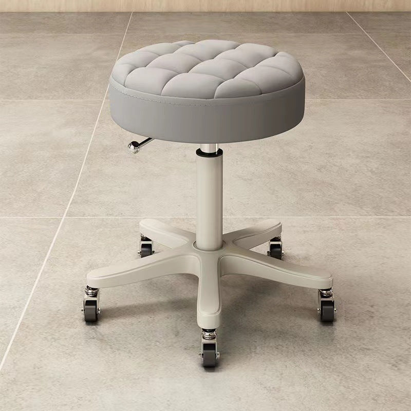 Professional salon stool - swivel, height adjustable, backrest, heavy-duty chair with casters - round chair for barber shops, nail salons, and office use