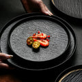Creative nordic frosted edge steak plate - high-style stone texture ceramic serving dish for restaurant and home use