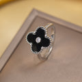 X8282 silver black shell ring