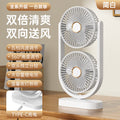 New dual-head fan - usb rechargeable, 5-speed desktop fan with light, perfect for home, office, camping, and outdoor use