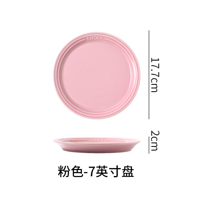 French-style matte ceramic plate, high-end aesthetic, cake plate, creative round fruit and dessert plate, steak plate, plating dish