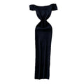 K-style one-shoulder knitting silm-type dress female summer sleeveless high waist silm a-line long skirt light and elegant