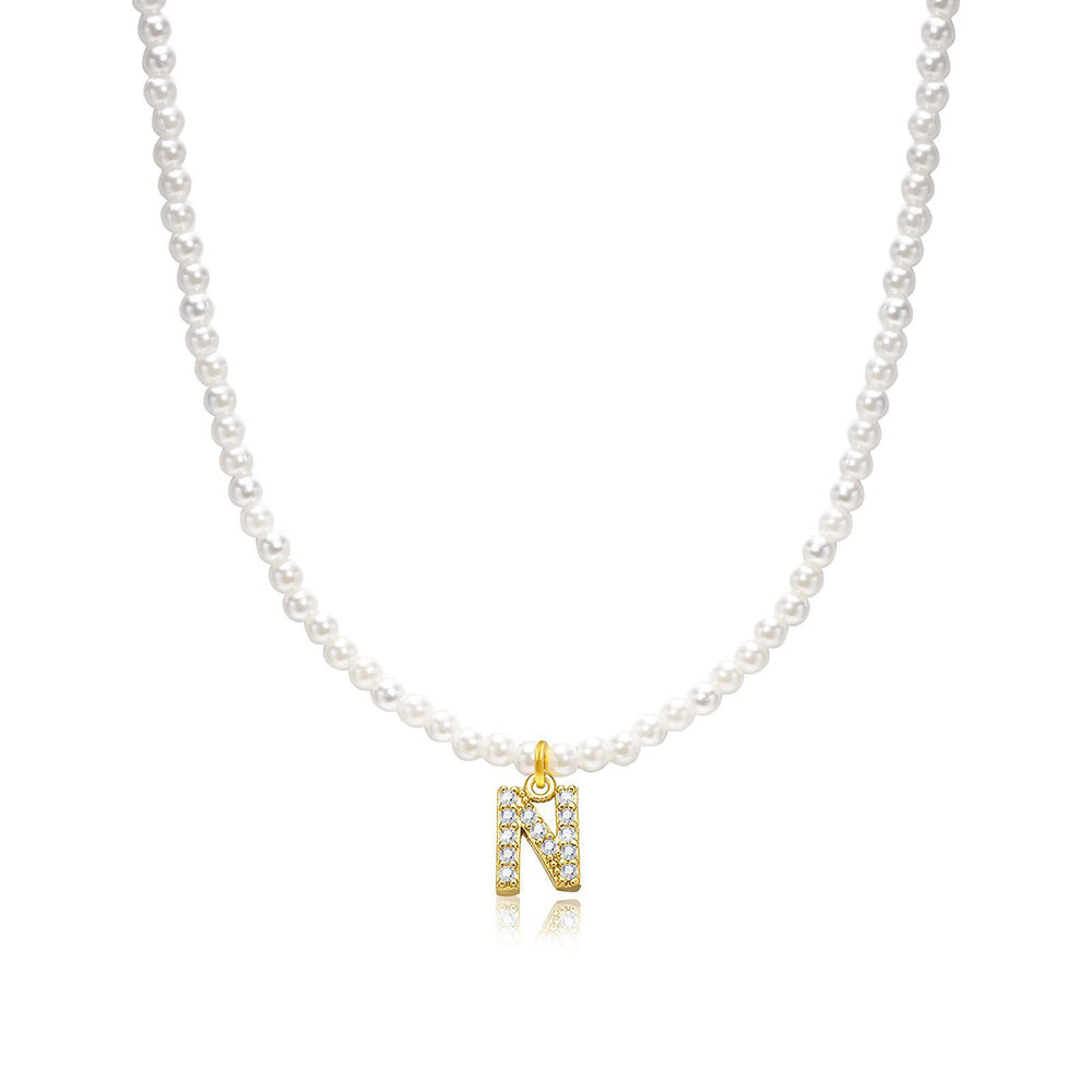 new arrival imitation pearl necklace niche style design 26 english letter pendant necklace classy sense collarbone chain necklace
