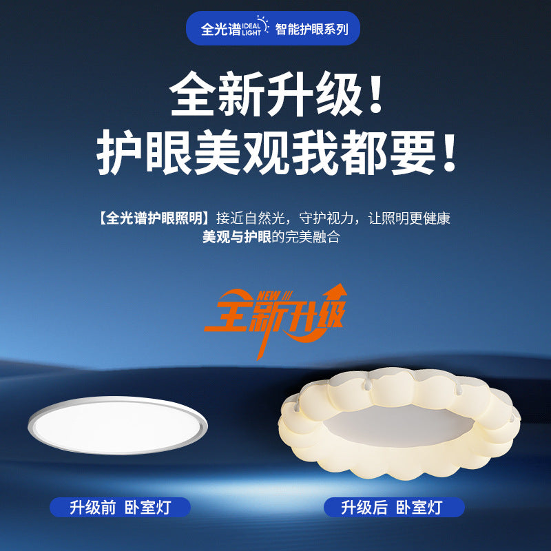 Cream Wind Creative Bubble Circle Master Bedroom Ceiling Light Simple Full Spectrum Eye Protection Book Room Lighting 2025 New