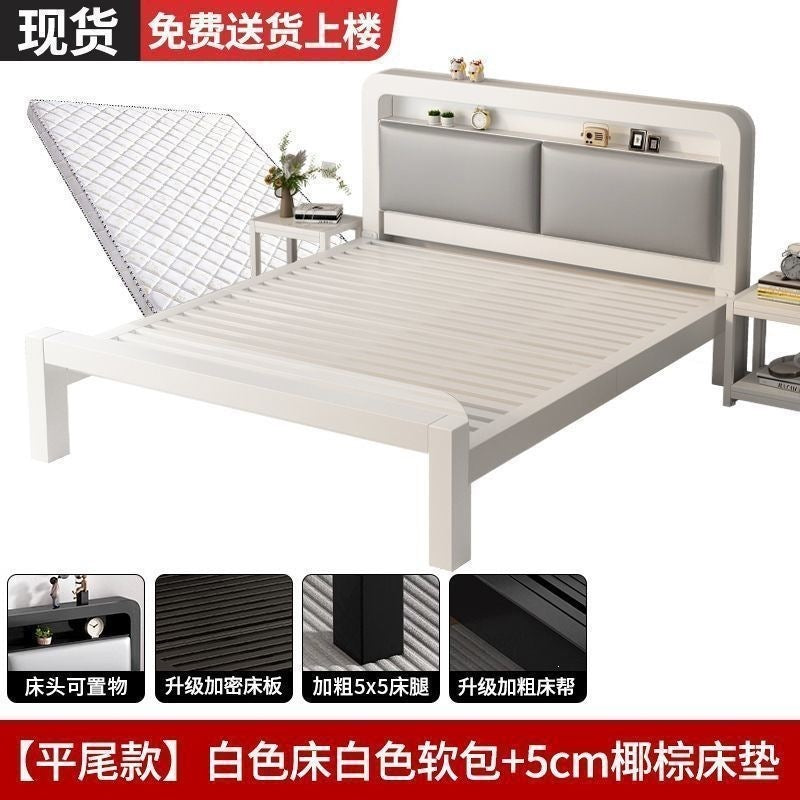 Iron frame bed double bed for home1.5 iron bed reinforced thickened1.8 economical kids single bed iron bed bedroom