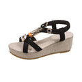 Women's beaded wedge sandals for export to europe and the us - new bohemian thick-soled platform roman sandals for summer