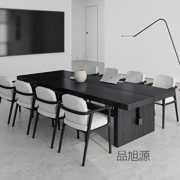 Nordic designer solid wood conference table and chair combination, the whole company's solid wood negotiation table and chair, large log large board table