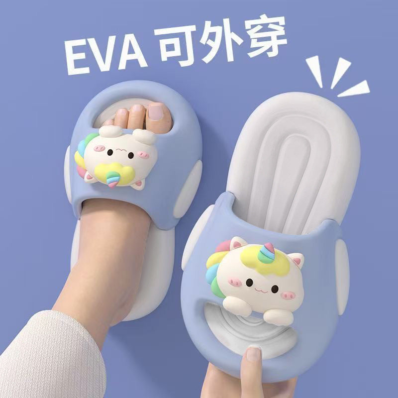 Eva unicorn kids' slippers - princess style, non-slip, breathable, odor-resistant, soft sole, baby outdoor sandals for girls