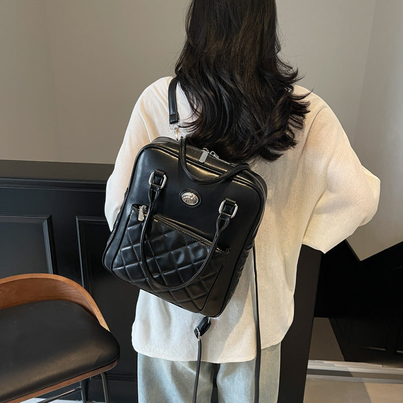 Cross-border direct sales casual backpack 2025 new fashion Korean version pu student bag portable shoulder messenger bag