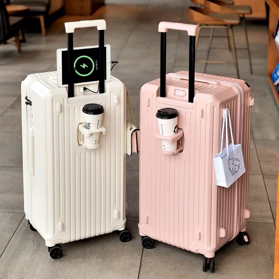New large-capacity suitcase, high-value women's 28-inch trolley case, 24-inch suitcase bag, five-wheel password case, leather case.