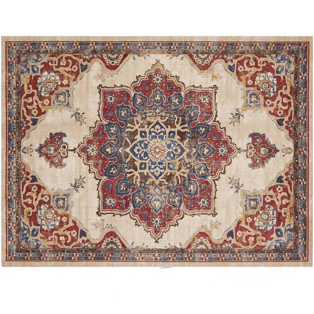 retro ethnic moroccan faux cashmere rug - durable, stain-resistant, perfect for living room coffee tables, bedroom bedside, and more