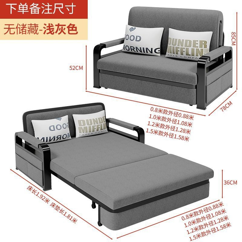 Sofa bed dual-purpose foldable small apartment living room multi-functional telescopic bed popular detachable washable fabric single sofa bed