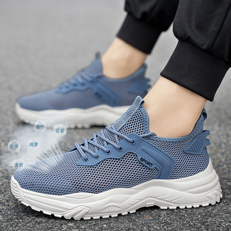 2025 new winter breathable men's shoes - lightweight, thin mesh sneakers with hollowed-out design - white student athletic shoes for men